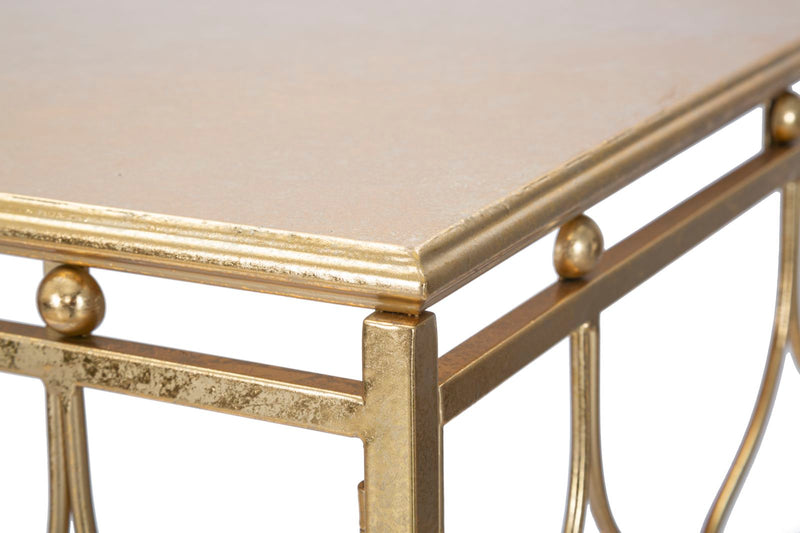 Rectangular Golden Metal Geometric Console Table