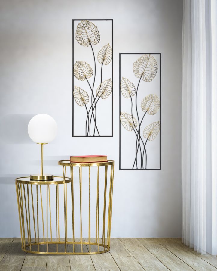 Golden & Black Palm Leaves Wall Decor in Frame