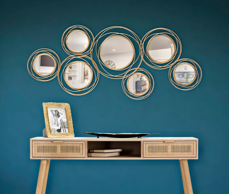 Small Round Golden Wall Mirrors (Modern Decoration)
