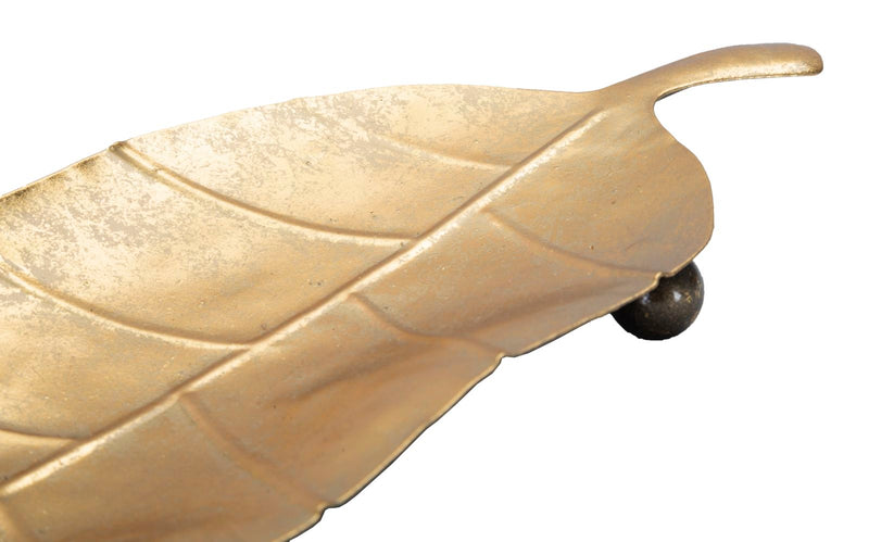 Golden Metal Leaf shaped Coin Tray