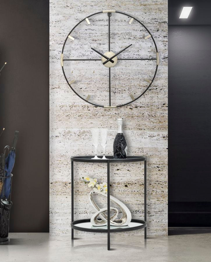 Silver & Black Metal Wall Clock