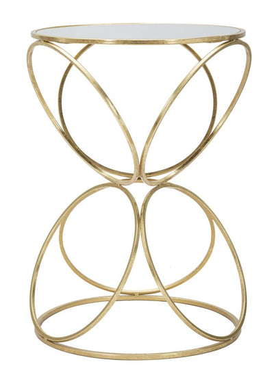 Round Golden Metal & Glass Side Table