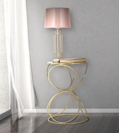 Round Golden Metal & Glass Side Table