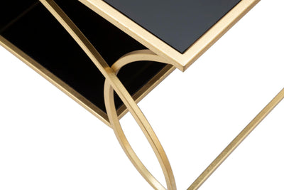Golden Black Metal & Glass Rectangular Coffee Table