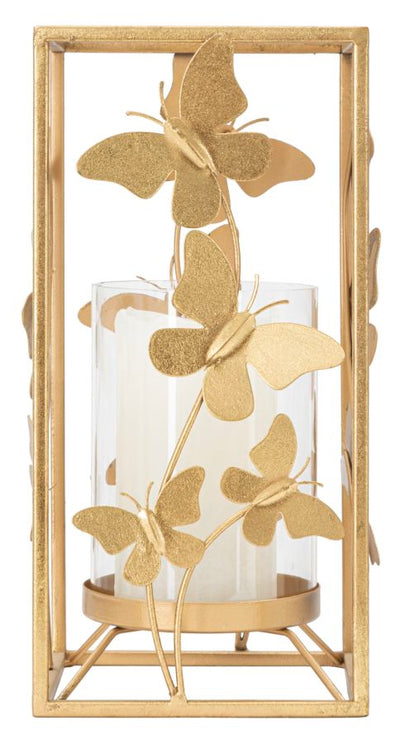 Golden Metal Glam Butterly Square Candle Holder