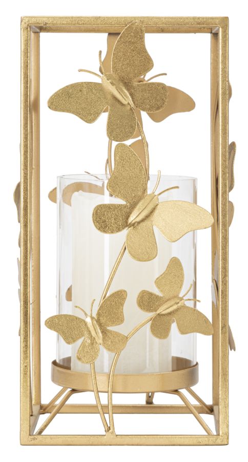 Golden Metal Glam Butterly Square Candle Holder