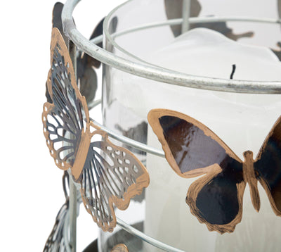 Metal Glam Butterly Round Candle Holder