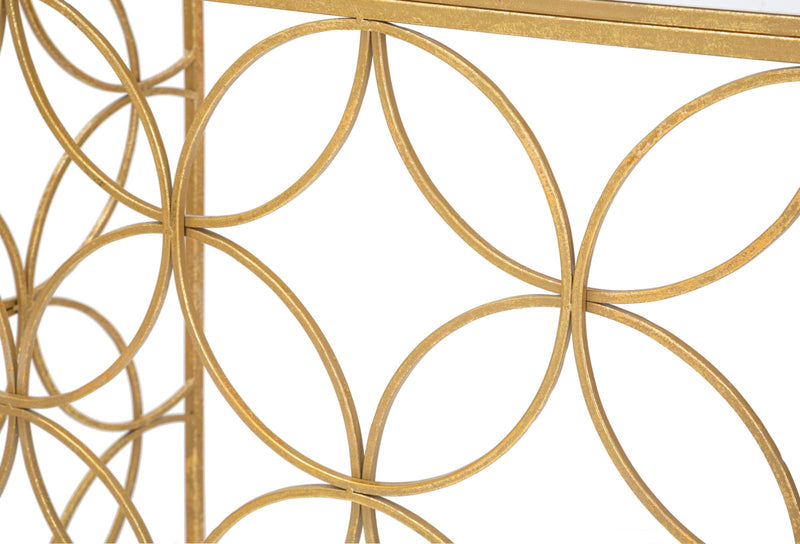 Metal Golden Geometric Console Table with Marble Top