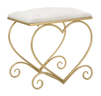 Cream Stool with Heart Shaped Golden Meatl Legs
