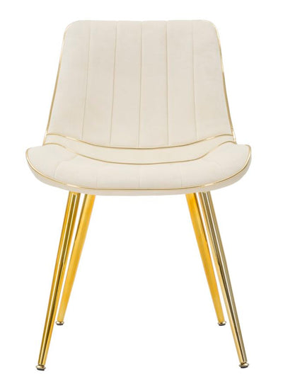 Cream Padded Chair with Metal Golden Legs