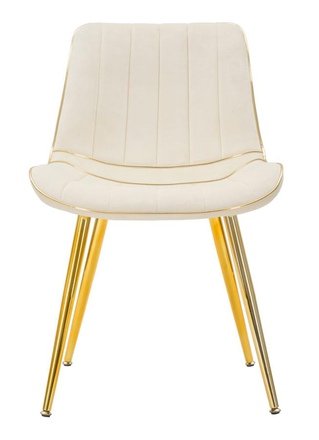 Cream Padded Chair with Metal Golden Legs