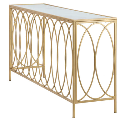 Metal Golden Console Table with Marble Top