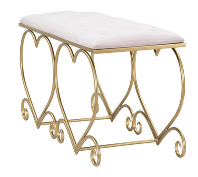 Light Pink Bench with Heart Shaped Golden Meatl Legs