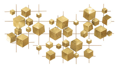 Golden Metal Cubes Geometric Wall Decor