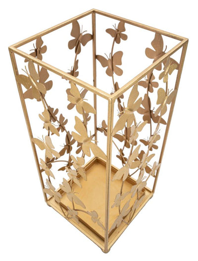 Golden Metal Umbrella Holder with Butterfly Decor
