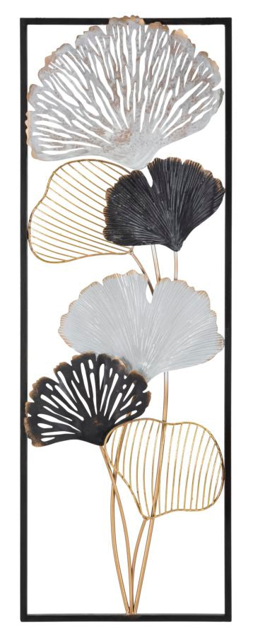 Metallic Leaves Bouquet in Square Frame Wall Decor