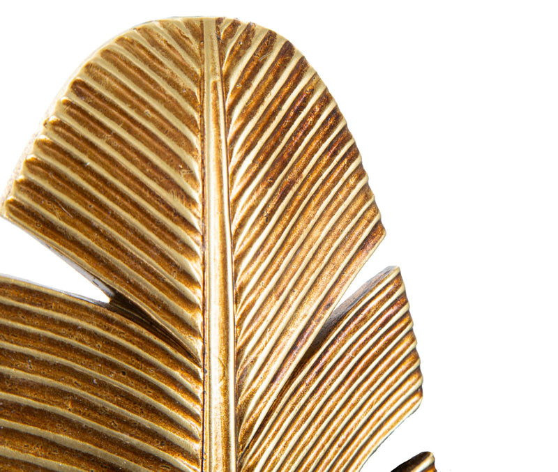 Golden Metal Large Palm Leaf Candle Holder