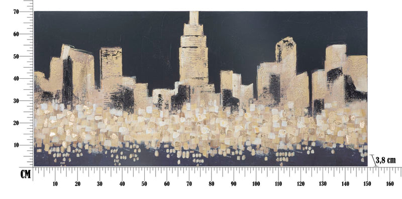 Golden & Black Abstract City Canvas Painting