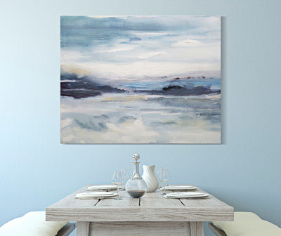 Abstract Bluish Landscape Canvas Painting