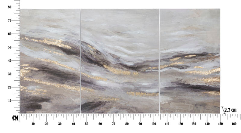 Golden & Grey Marble Canvas Painting Set of 3