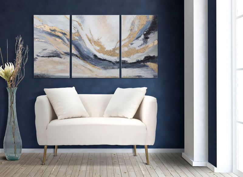 Golden & Grey Marble Canvas Painting Set of 3