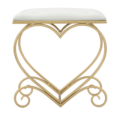 Cream Stool with Heart Shaped Golden Meatl Legs