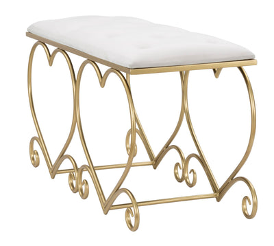 Cream Bench with Heart Shaped Golden Meatl Legs