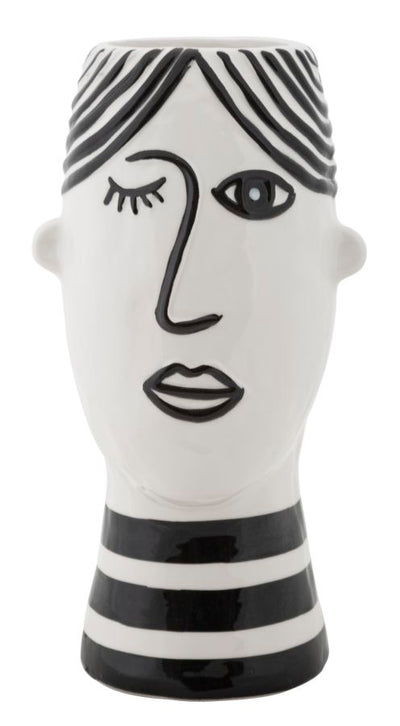 Black &White Contemporary Women Face Porcelain Vase