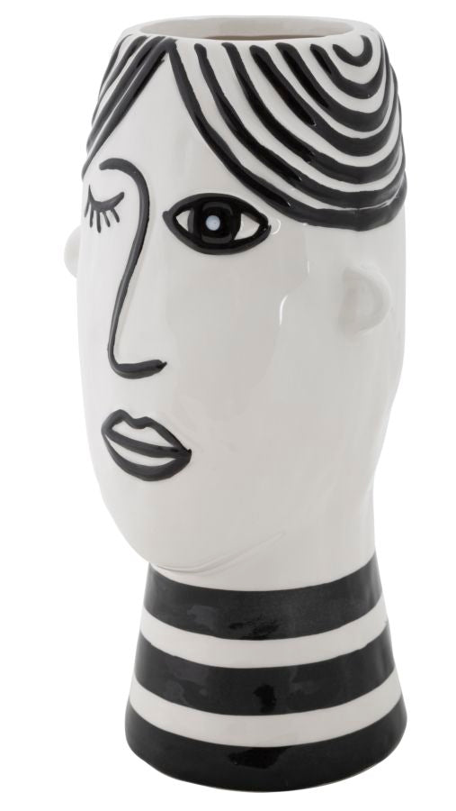 Black &White Contemporary Women Face Porcelain Vase