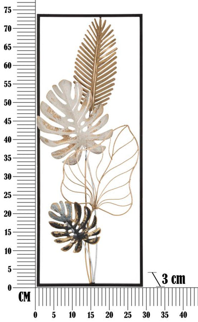 Metallic Tropical Leaves Wall Decor in Frame