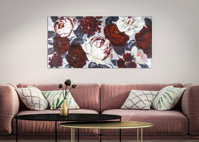 Handmade White & Red Rose Canvas Painting