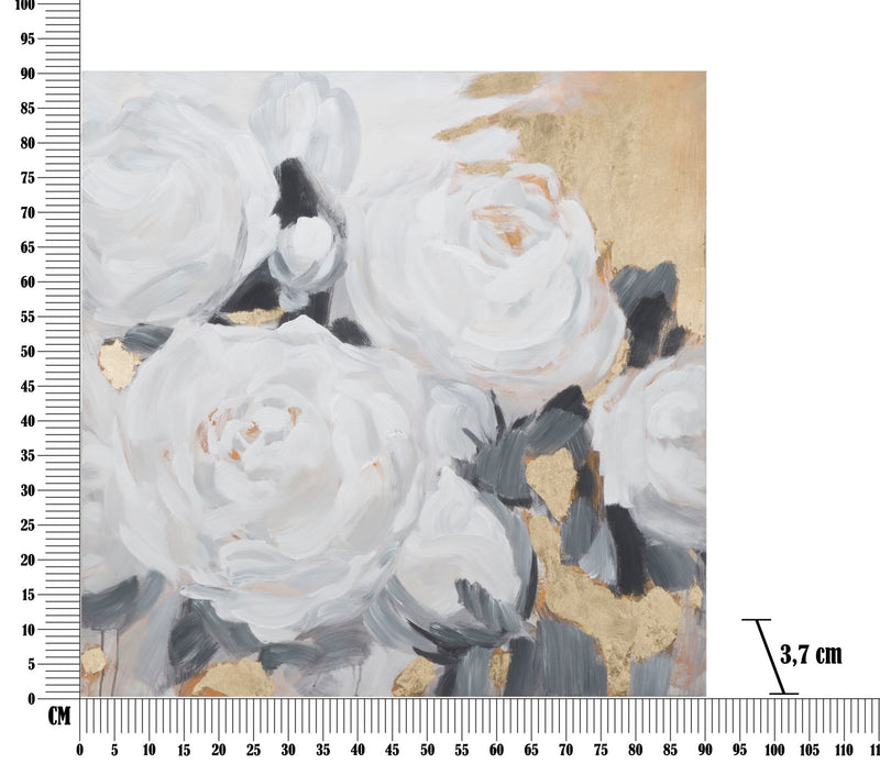Handmade White Roses Canvas Painting
