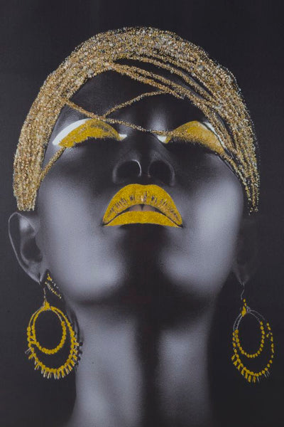 Golden & Black Women Modern Canvas Painting