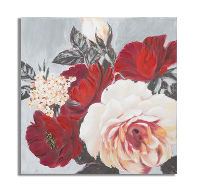 Handmade White & Red Rose Canvas Painting 