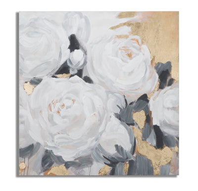 Handmade White Roses Canvas Painting