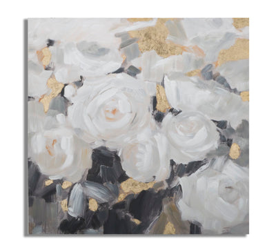 Handmade White Flowers Canvas Painting