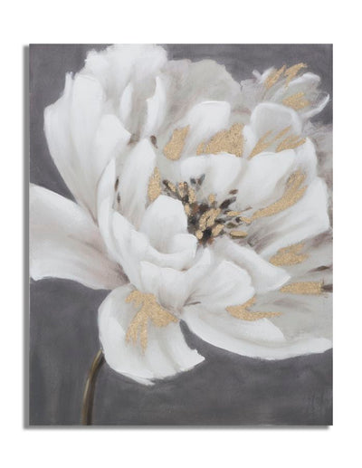 Handmade White Flower Canvas Painting