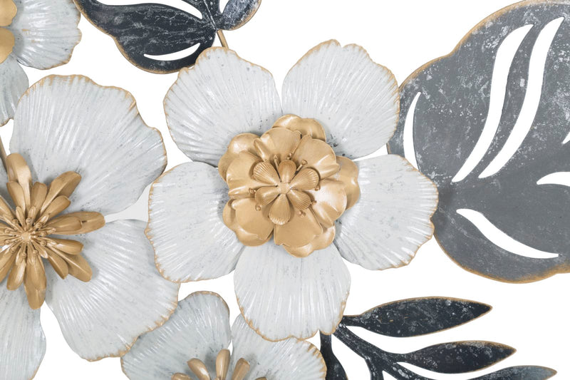 Metal Flowers & Leaves Wall Decor