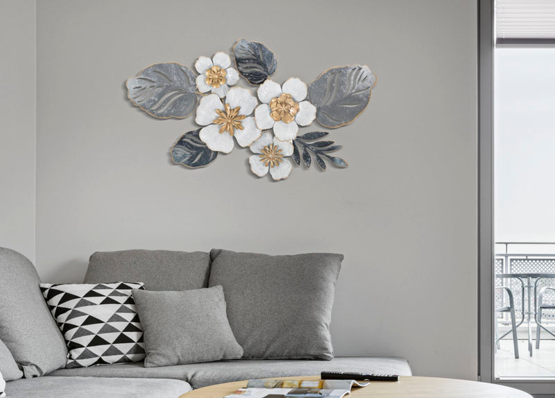 Metal Flowers & Leaves Wall Decor