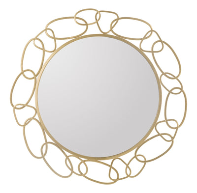 Golden Metal Geometric Round Wall Mirror