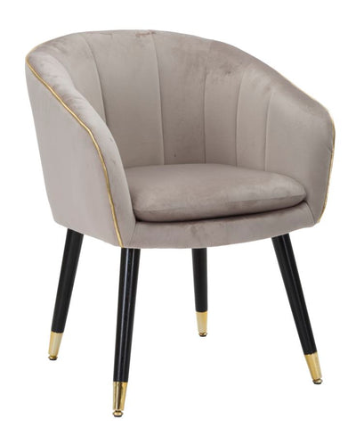 Grey Padded chair with Black Wooden Legs with Golden Details