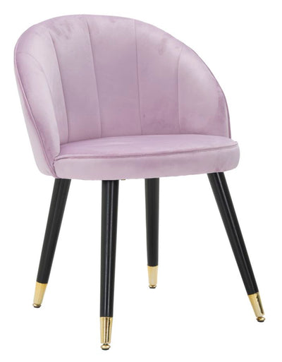 Pink Velvet Chair with Black Wooden Legs & Golden Details