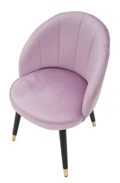 Pink Velvet Chair with Black Wooden Legs & Golden Details