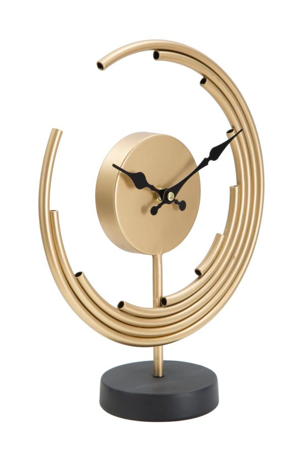 Golden & Black Metal Geometric Moon Table Clock