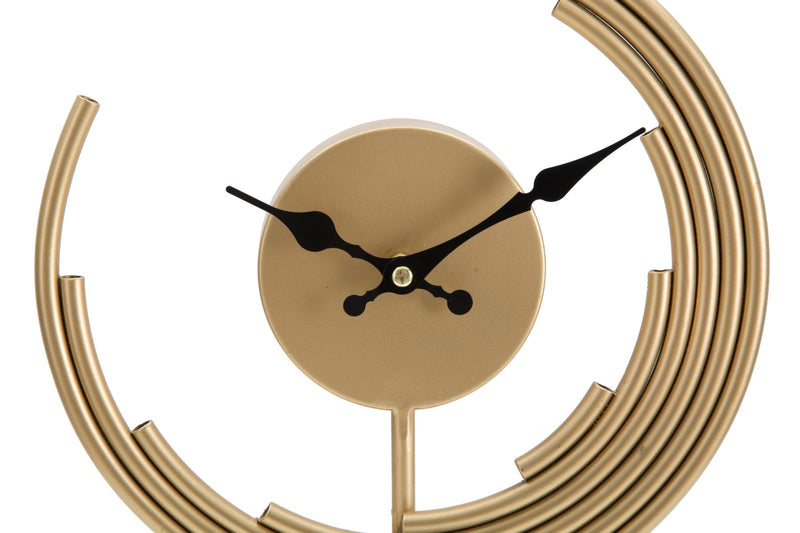 Golden & Black Metal Geometric Moon Table Clock
