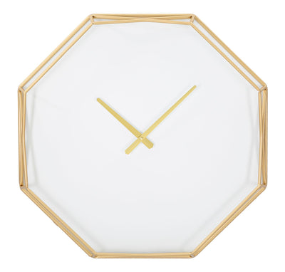 Hexagonal Golden & White Wall Clock