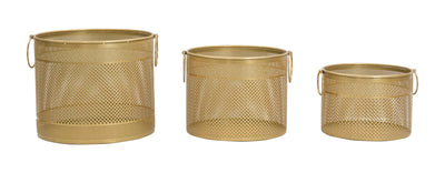 Golden Metal Vase Holder Set of 3