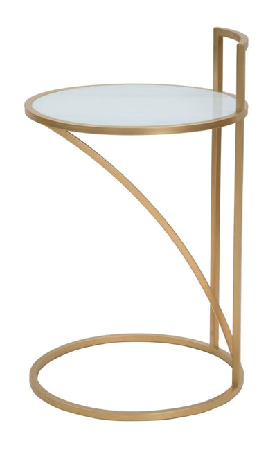 Golden Metal Side Table with White Marble Top