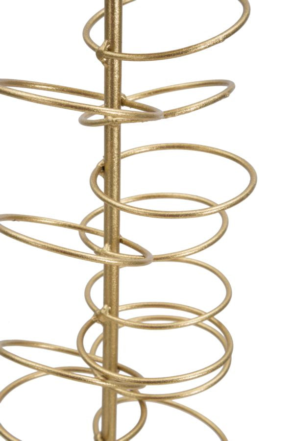 Golden Metal Rings Candle Holder with White Marble Base