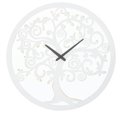 White Tree Round Wall Clock